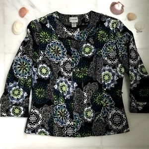 {Chico's} Floral Sequin Cotton Day Jacket